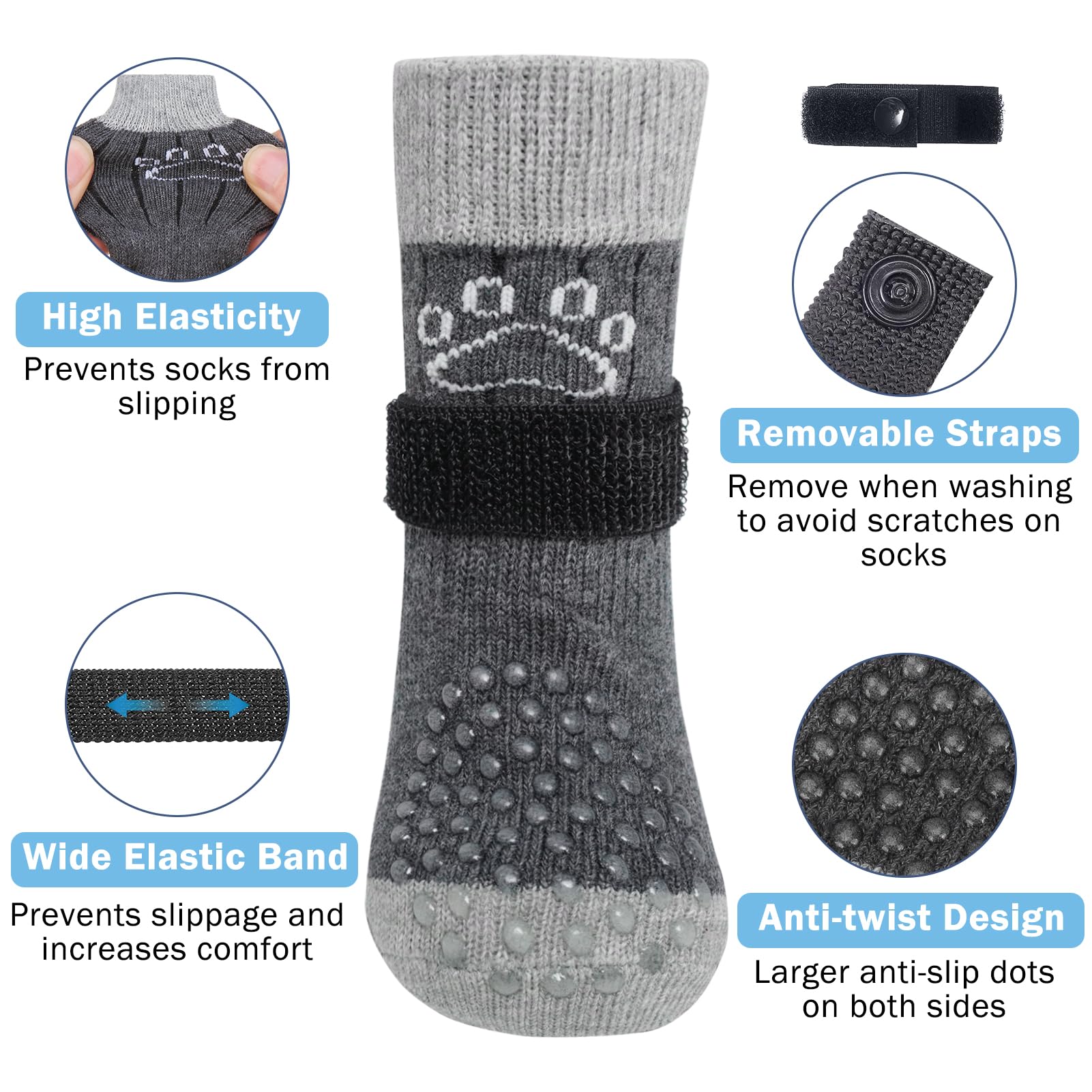 Scenereal Dog Socks To Prevent Licking Paws For Hot/Cold Pavement Anti Slip, Dog Shoes For Hardwood Floors, Dog Boots & Paw Prot